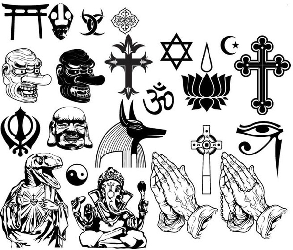 宗教的なシンボルのシルエット ベクトル