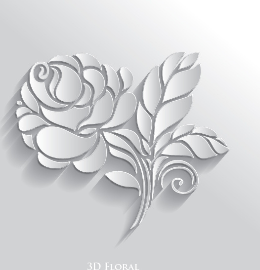 3d floral de prata