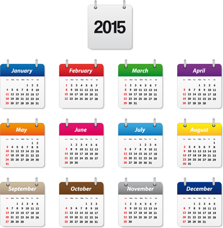 einfache colored15 Kalender Vektorgrafik
