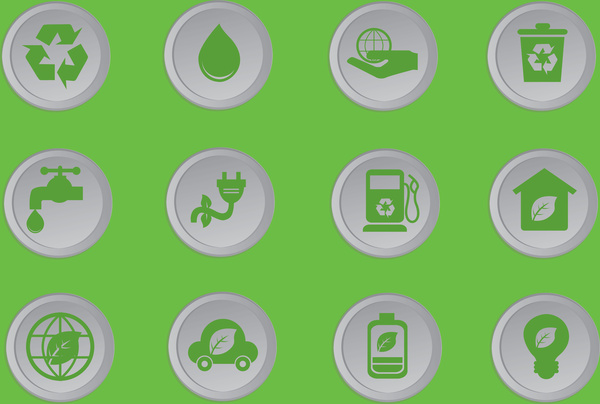 conjunto de ícones de ecologia simples