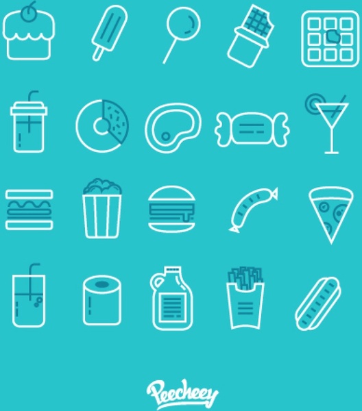 ícones de comida simples