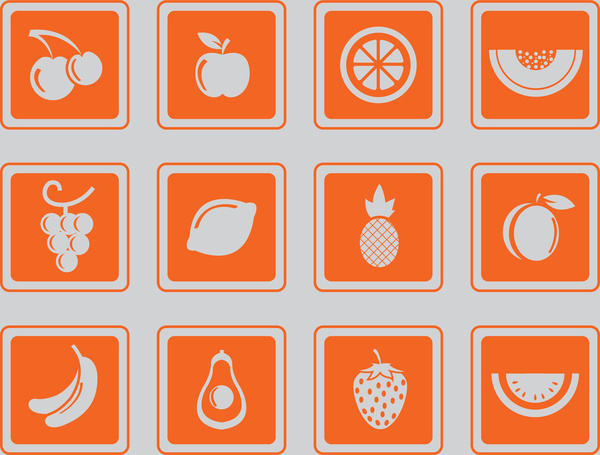 простые фруктов набор иконок