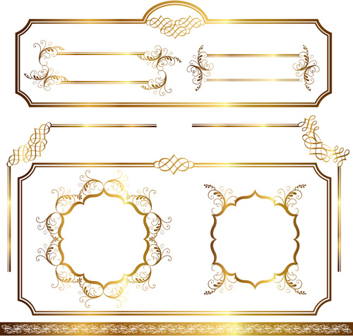 単純な黄金の装飾品フレーム ベクトル