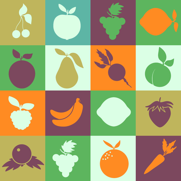 colecciones de iconos de silueta simple frutas
