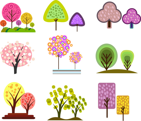 coleção de elementos de design de árvore simples