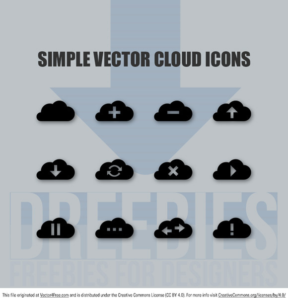 ícones de nuvem de vetor simples