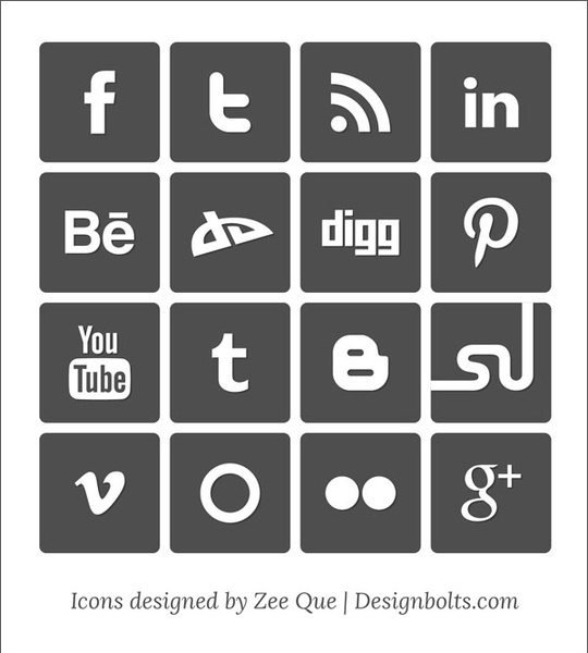 vector simples conjunto de ícones de mídias sociais