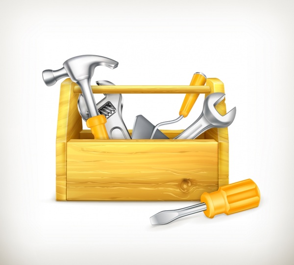vetor simples de caixa de ferramentas de madeira