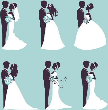 Sina dengan pengantin pernikahan vektor siluet