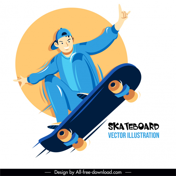 skater icono dibujos animados boceto de personajes diseño dinámico