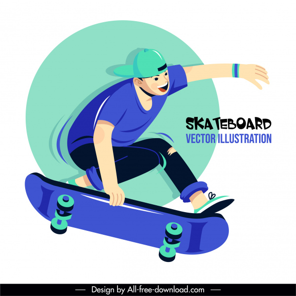 skatista ícone esportivo esboço dinâmico de desenho animado
