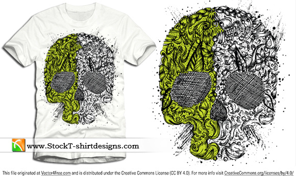 crânio ornamento vetor livre tshirt design ilustração