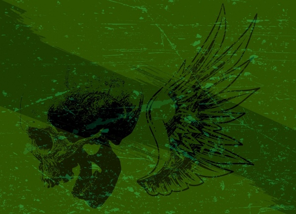 череп крыла фон зеленый ретро образом