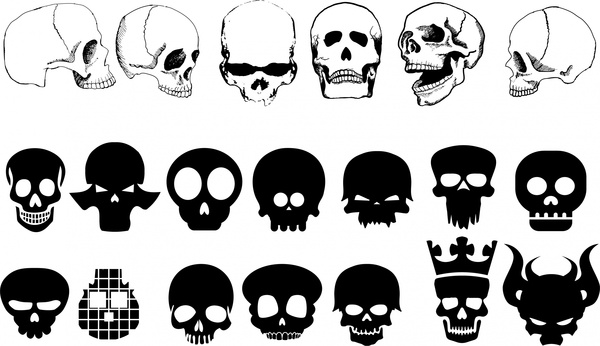 la collecte avec divers ensembles silhouettes de crânes de styles