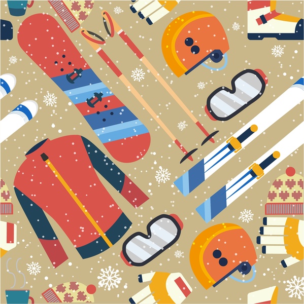 Ilustración de dispositivos con colores planos estilo de esquí