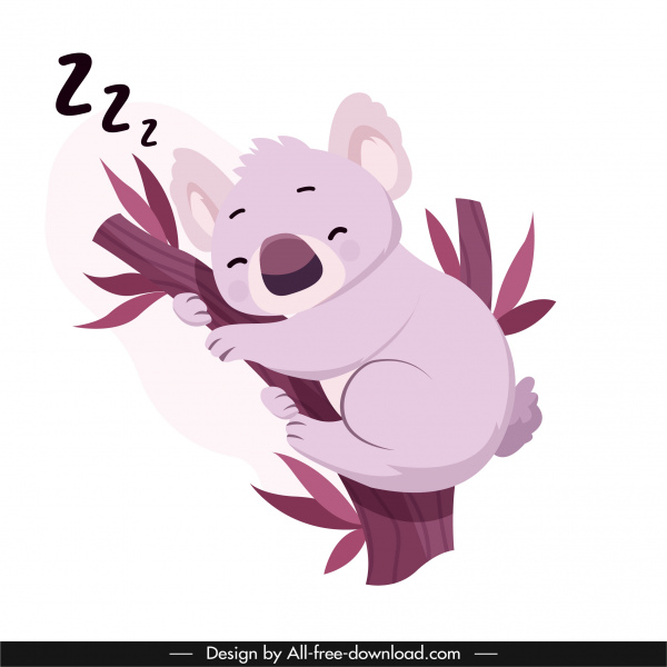 Sleeping Koala Icon Cute Cartoon Character Sketch-vector Cartoon-free  Vector Free Download