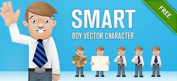 conjunto de caracteres inteligente niño vector
