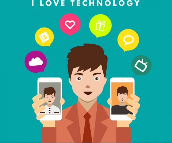 anúncio de smartphone tecnologia humano segurando o ícone de telefone