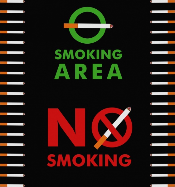 conception des éléments plats colorés signaux d’interdiction de fumer