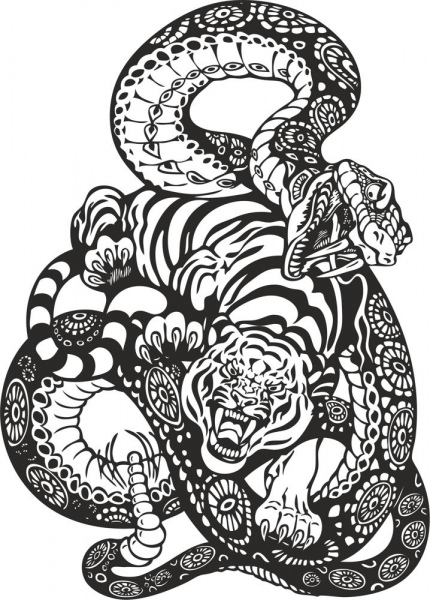 Schlange und Tiger kämpfen freie cdr Vektoren Kunst