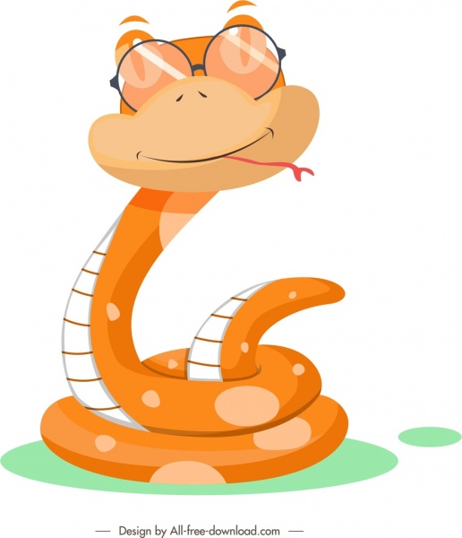 뱀 아이콘 귀여운 만화 캐릭터 양식에 맞는 디자인