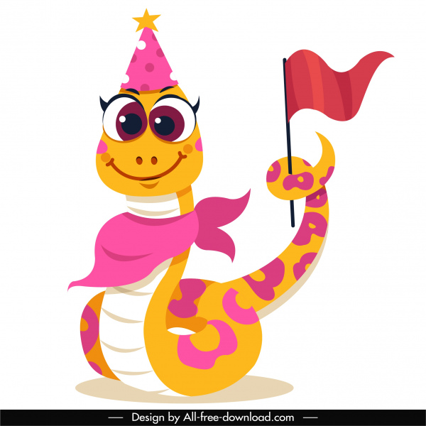 Snake Icon Eventful Decor Stylized Cartoon Character