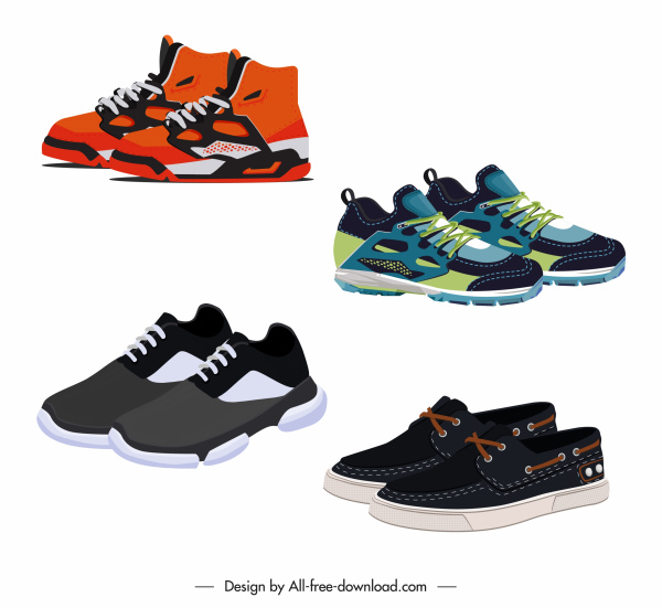 ikon sepatu sneakers dekorasi warna-warni modern