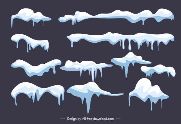 elementos de diseño de la capa de nieve formas planas de fusión