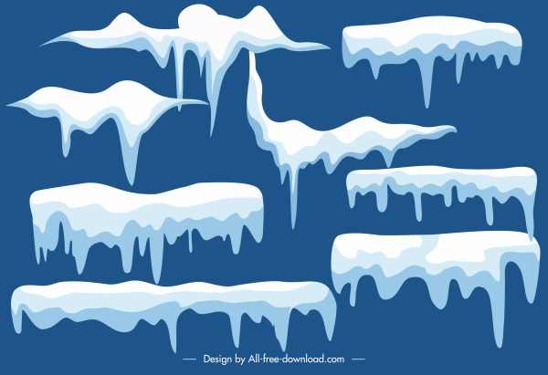 ícones de tampas de neve esboço formas planas