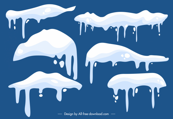 Schneekappen Icons schmelzender Schnee Skizze