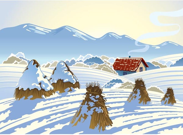 Snow In Town Winter Landscape Vector