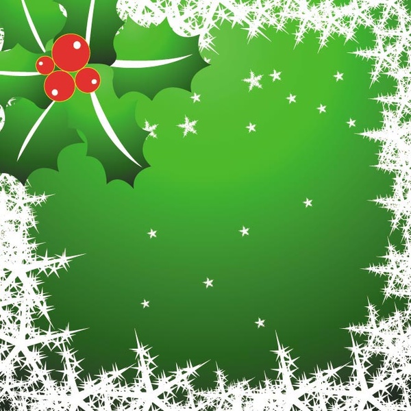 kepingan salju merry christmas perbatasan pada hijau di latar belakang vektor