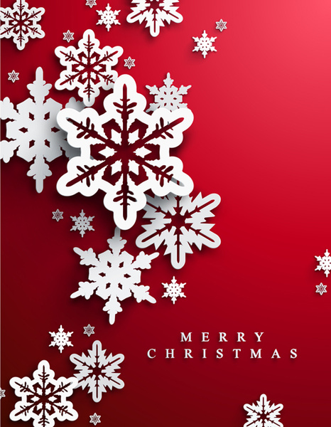Snowflake With Red Christmas Background