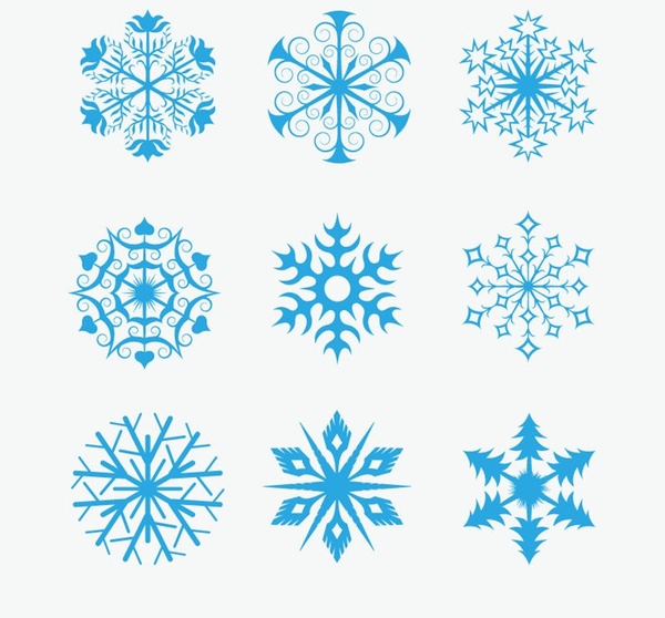 vector de colección de icono de los copos de nieve