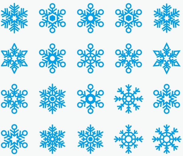 colección de vectores de iconos de forma de los copos de nieve