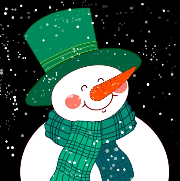 Icono de diseño de dibujos animados lindo muñeco de nieve
