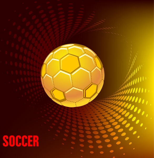 Banner publicitario de futbol 3D icono de remolinos de bola amarilla