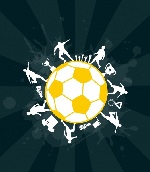 Soccer ball decorazione sagoma grunge sfondo vignette stile