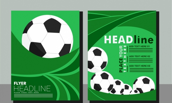 Soccer Background Flyer Balls Green Whirl Decoration