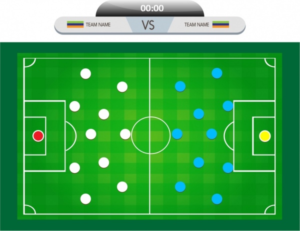 Soccer Background Match Diagram Design Colored Style
