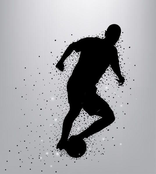 diseño de silueta de icono de jugador de Futbol fondo puntos de decoración