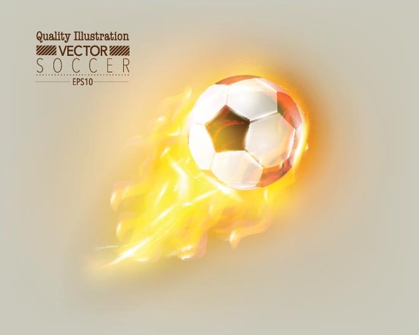 pallone da calcio su fuoco vettoriale