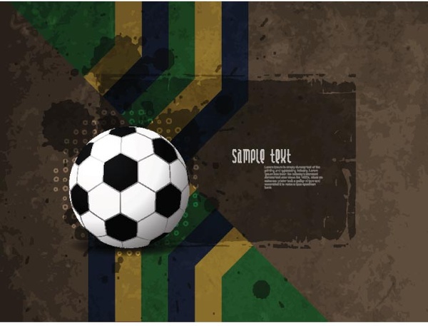 sepak bola vektor dengan Brasil bendera grunge latar belakang