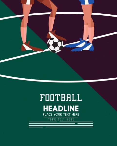 Fußball Banner Spieler Beine Kugel Symbole farbige cartoon