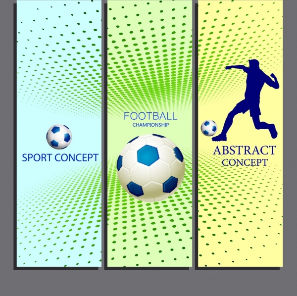 sepak bola banner set 3d Desain pemain bola ikon