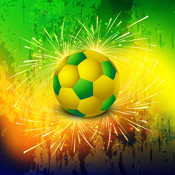 sepak bola indah tekstur dengan grunge Brasil percikan warna latar belakang
