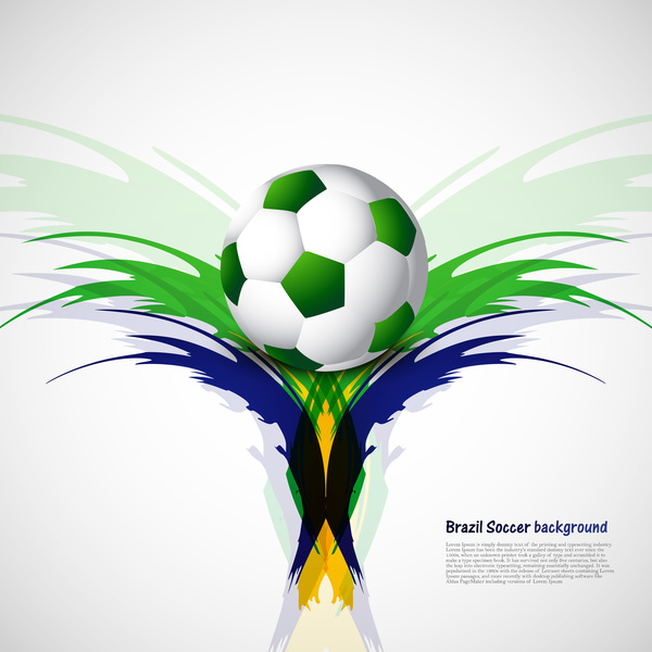 足球美麗的紋理與巴西的顏色垃圾飛濺背景