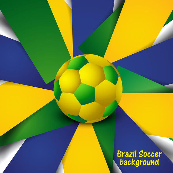 足球美麗的紋理與巴西的顏色垃圾飛濺背景