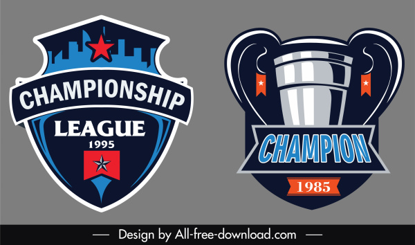 Fußball-Champion-Logo-Vorlage Cup Schild Skizze