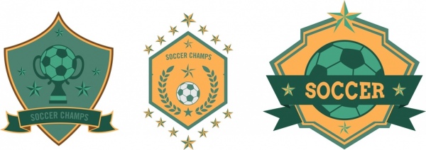 足球俱乐部标志集明星球丝带装饰